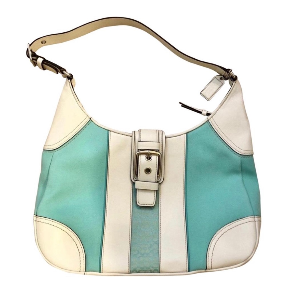 NWOT Coach White/Baby Blue/Tiffany Blue /Mint Blue Summer y2k Shoulder Bag